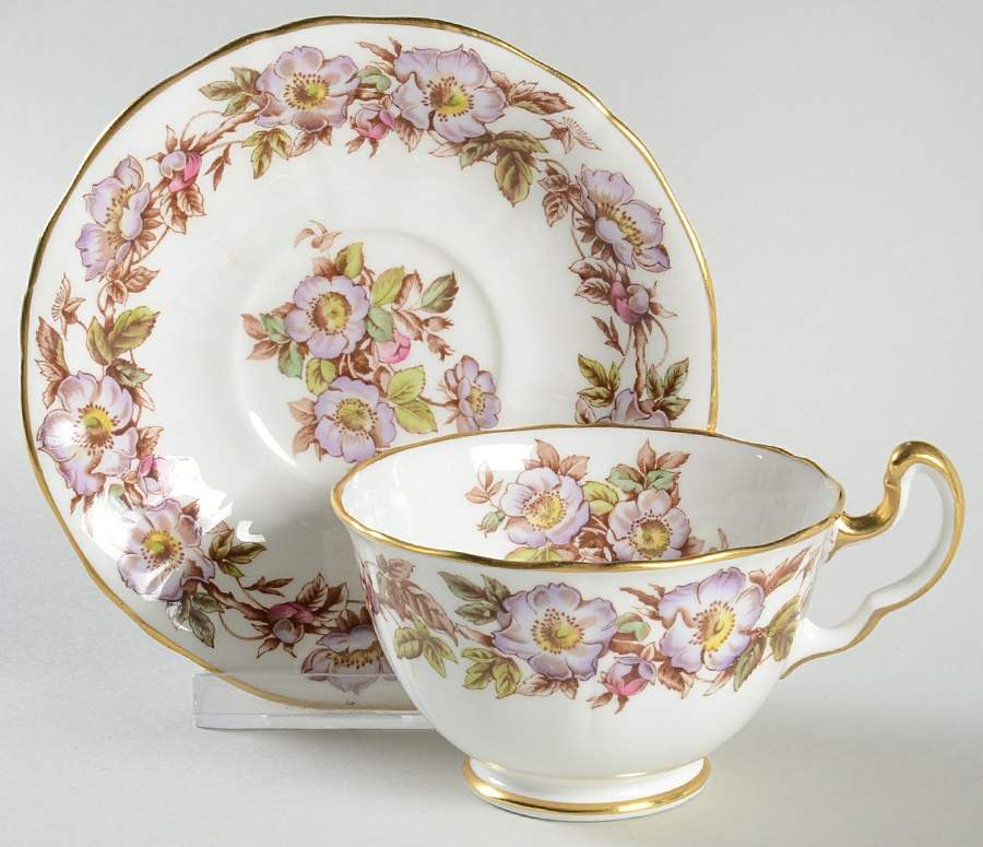 Briar Rose (Purple) Footed Cup & Saucer Set by Adderley-1