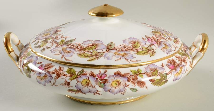Briar Rose (Purple) Round Covered Vegetable by Adderley-1