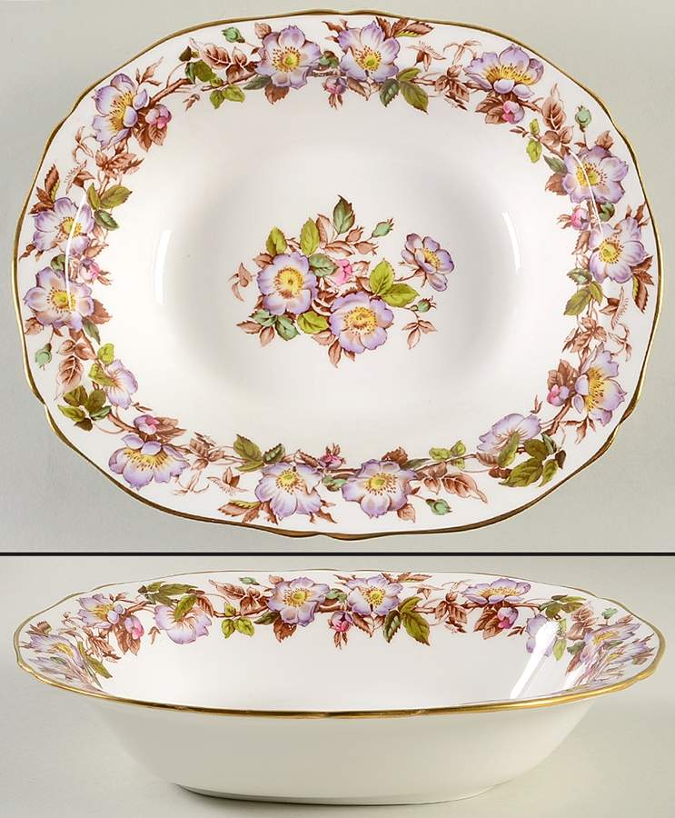 Briar Rose (Purple) 10" Oval Vegetable Bowl by Adderley-1