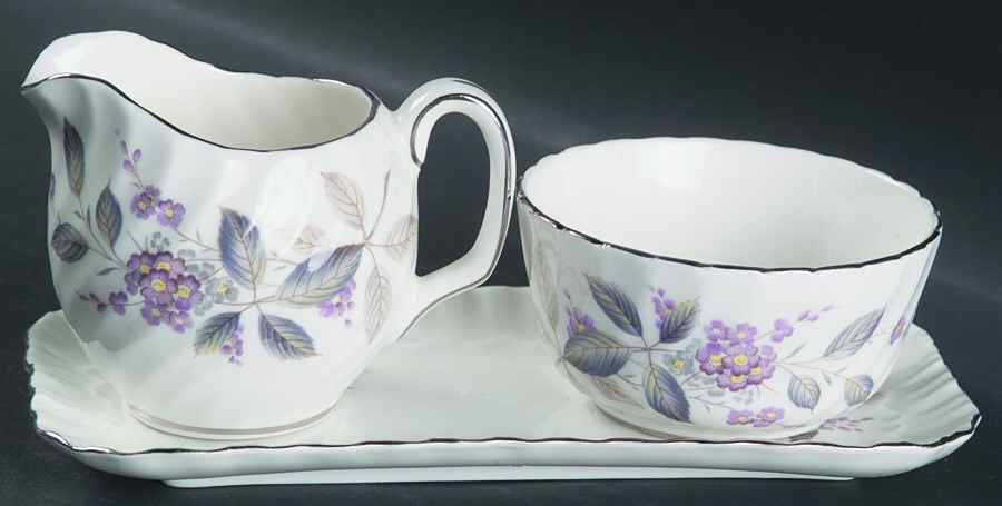 Breath of Spring Mini Creamer & Open Sugar with Tray by Adderley-1