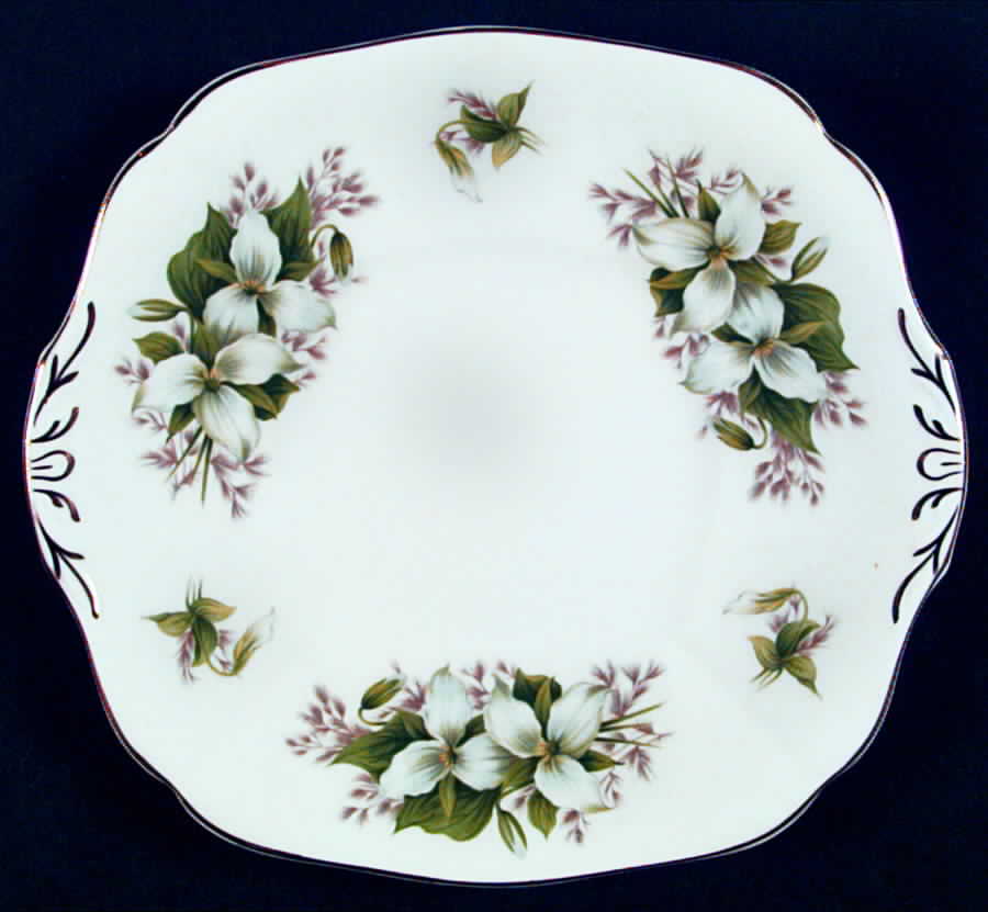 Canadian Provincial Flowers Handled Cake Plate by Adderley-1
