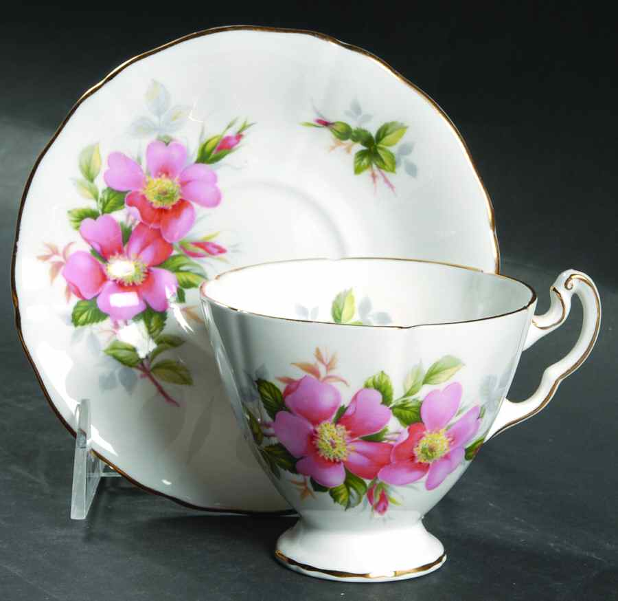Canadian Provincial Flowers Footed Cup & Saucer Set by Adderley-1