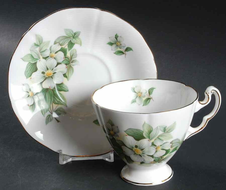 Canadian Provincial Flowers Footed Cup & Saucer Set by Adderley-1
