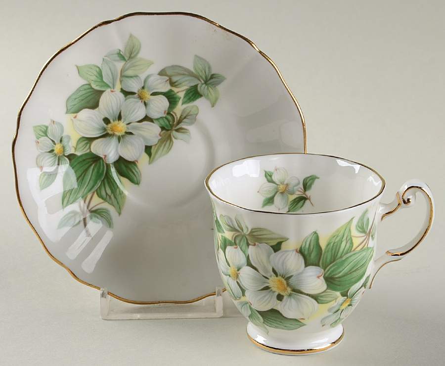 Canadian Provincial Flowers Footed Demitasse Cup & Saucer Set by Adderley-1