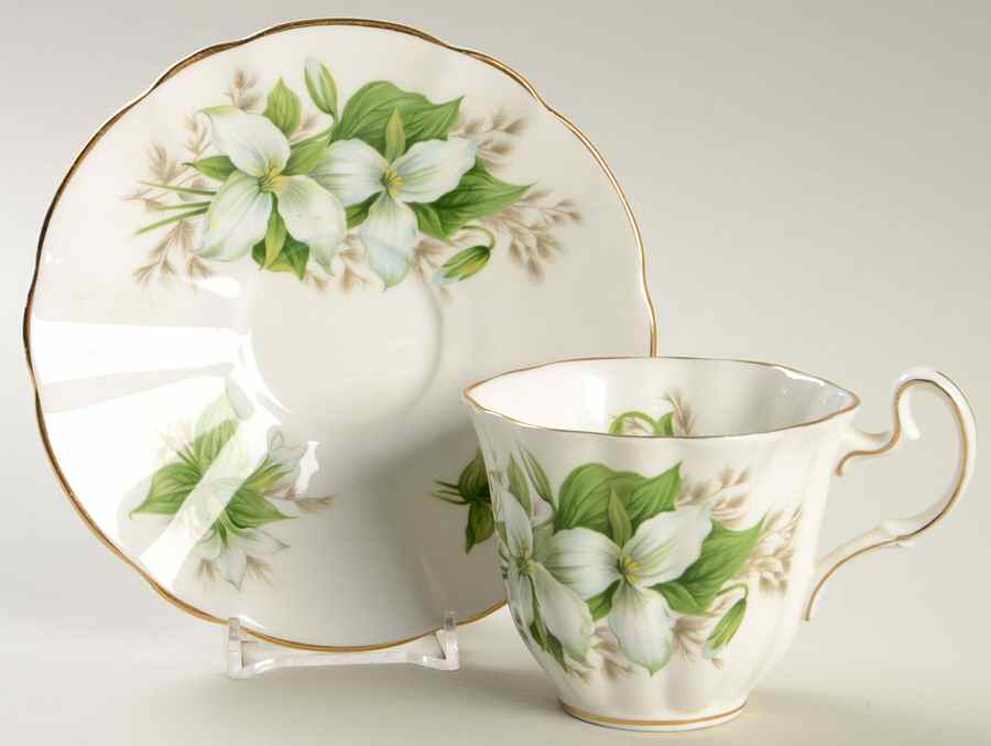 Canadian Provincial Flowers Flat Cup & Saucer Set by Adderley-1