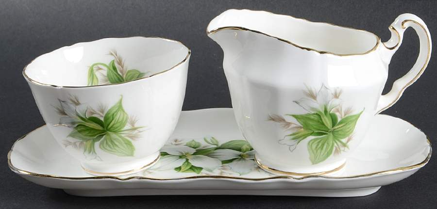 Canadian Provincial Flowers Mini Creamer & Open Sugar with Tray by Adderley-1