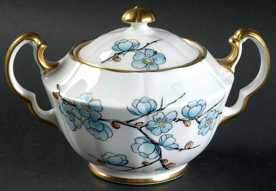 Chinese Blossom (Blue Flowers) Sugar Bowl & Lid by Adderley-1