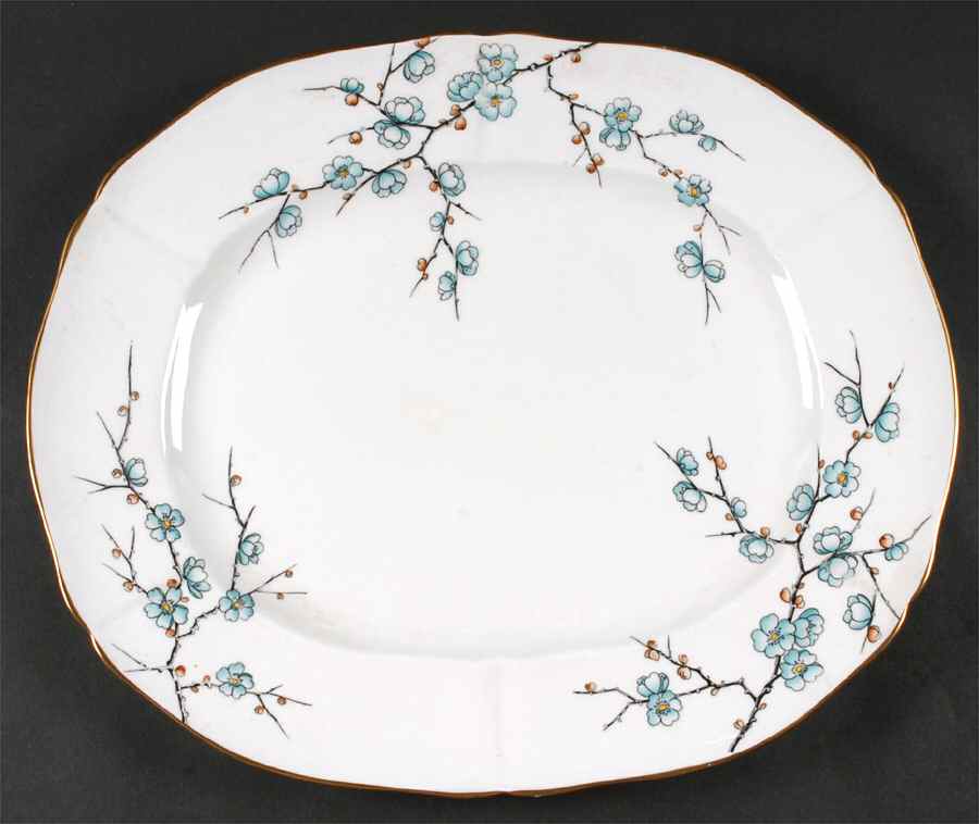 Chinese Blossom (Blue Flowers) 15" Oval Serving Platter by Adderley-1