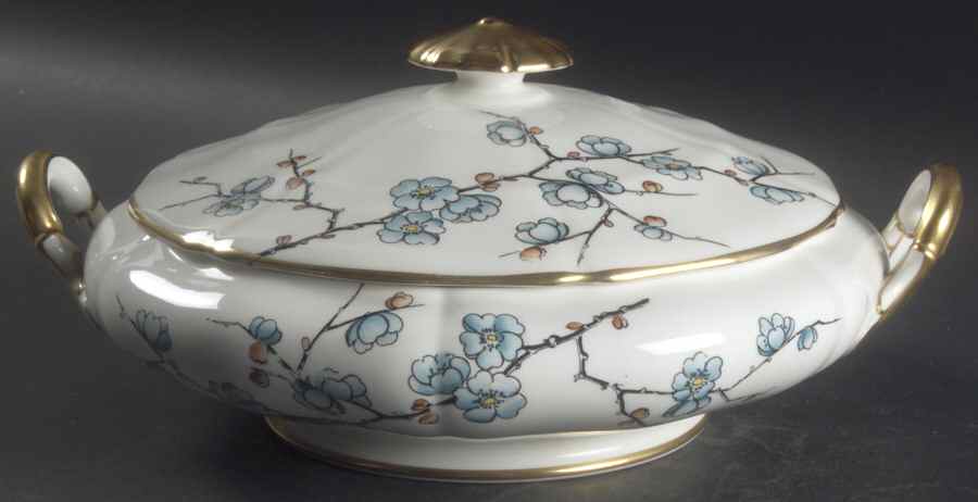 Chinese Blossom (Blue Flowers) Round Covered Vegetable by Adderley-1