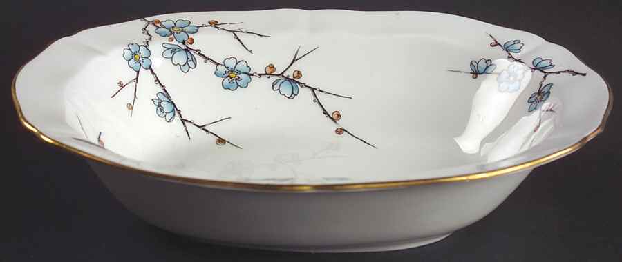 Chinese Blossom (Blue Flowers) 9" Oval Vegetable Bowl by Adderley-1