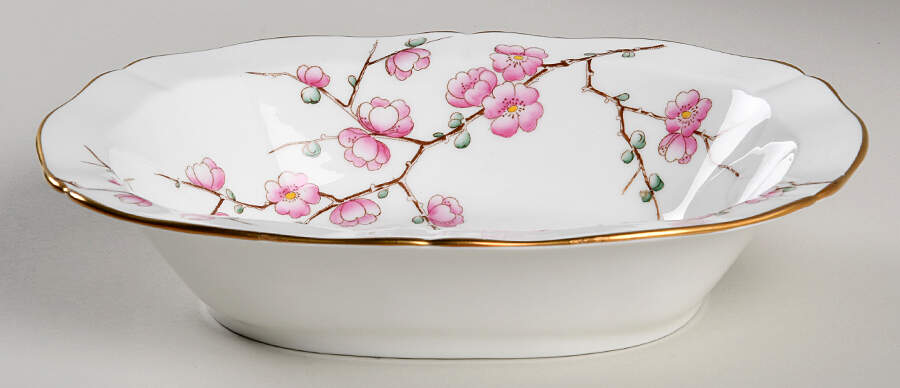 Chinese Blossom (Pink Blossoms) 9" Oval Vegetable Bowl by Adderley-1