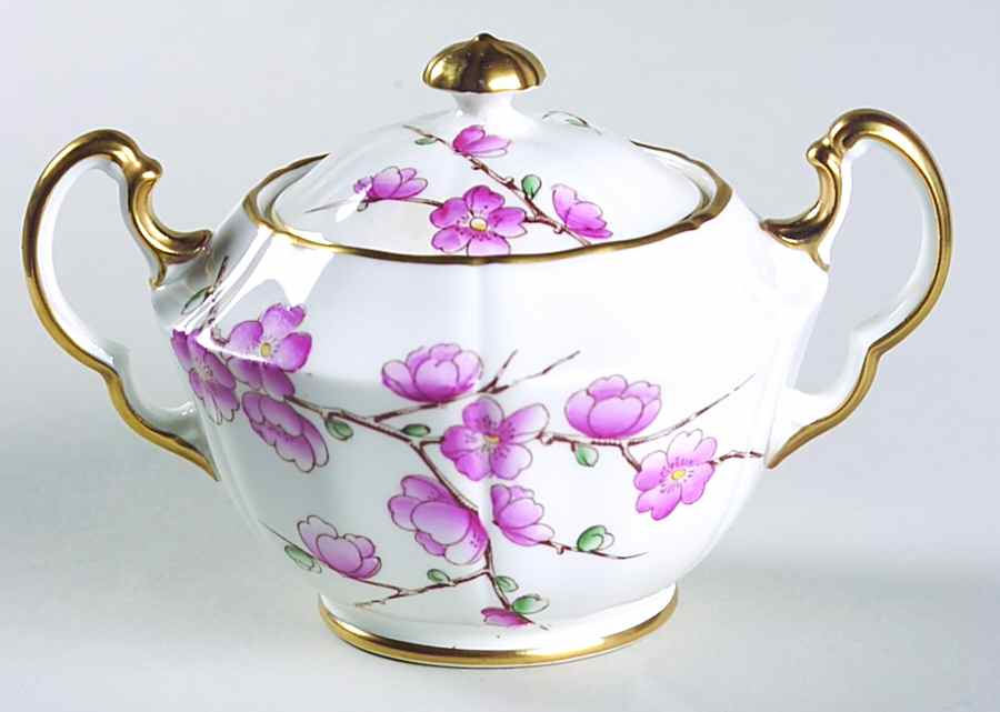 Chinese Blossom (Pink Blossoms) Sugar Bowl & Lid by Adderley-1