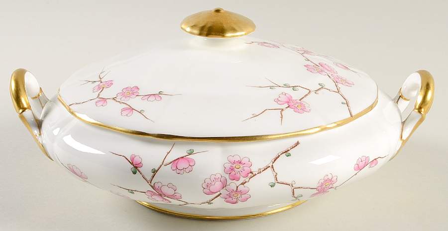 Chinese Blossom (Pink Blossoms) Round Covered Vegetable by Adderley-1