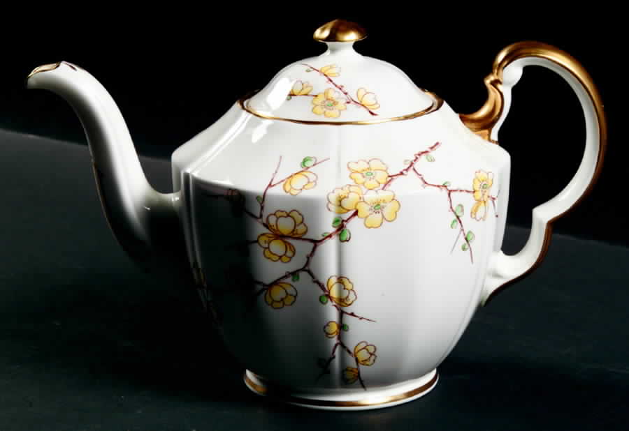 Chinese Blossom (Yellow Flowers) Teapot & Lid by Adderley-1