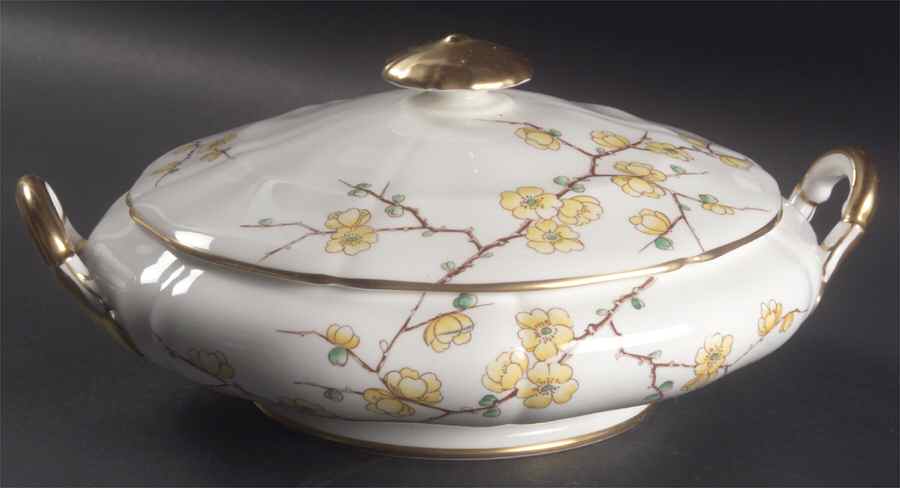 Chinese Blossom (Yellow Flowers) Round Covered Vegetable by Adderley-1