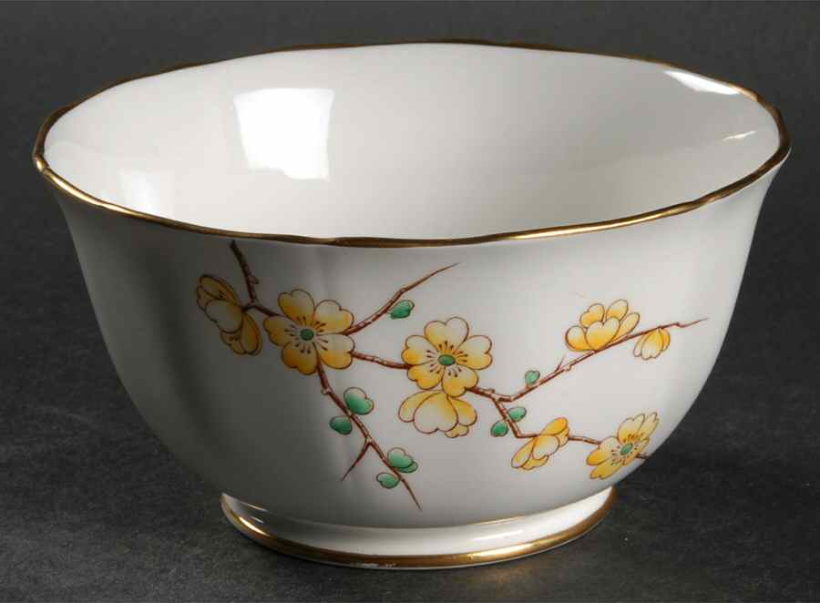 Chinese Blossom (Yellow Flowers) Cranberry Bowl by Adderley-1