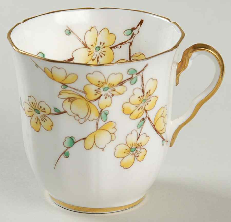 Chinese Blossom (Yellow Flowers) Flat Demitasse Cup by Adderley-1