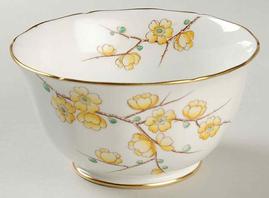 Chinese Blossom (Yellow Flowers) Open Sugar Bowl by Adderley-1