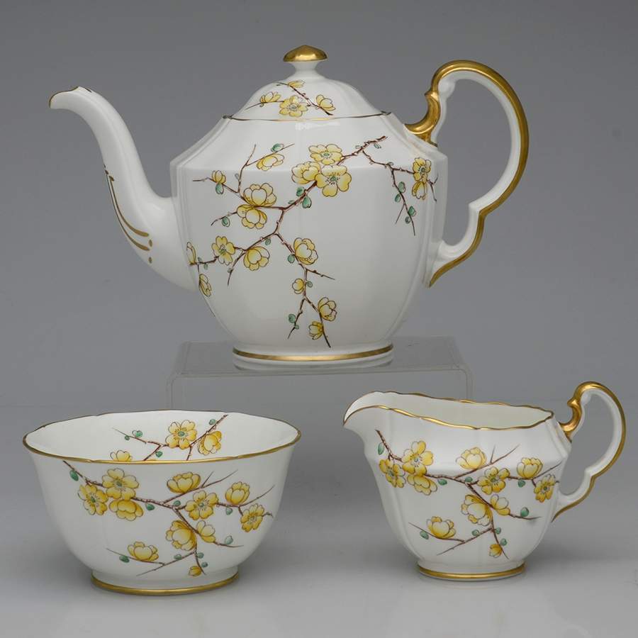 Chinese Blossom (Yellow Flowers) 4 Piece Tea Set by Adderley-1