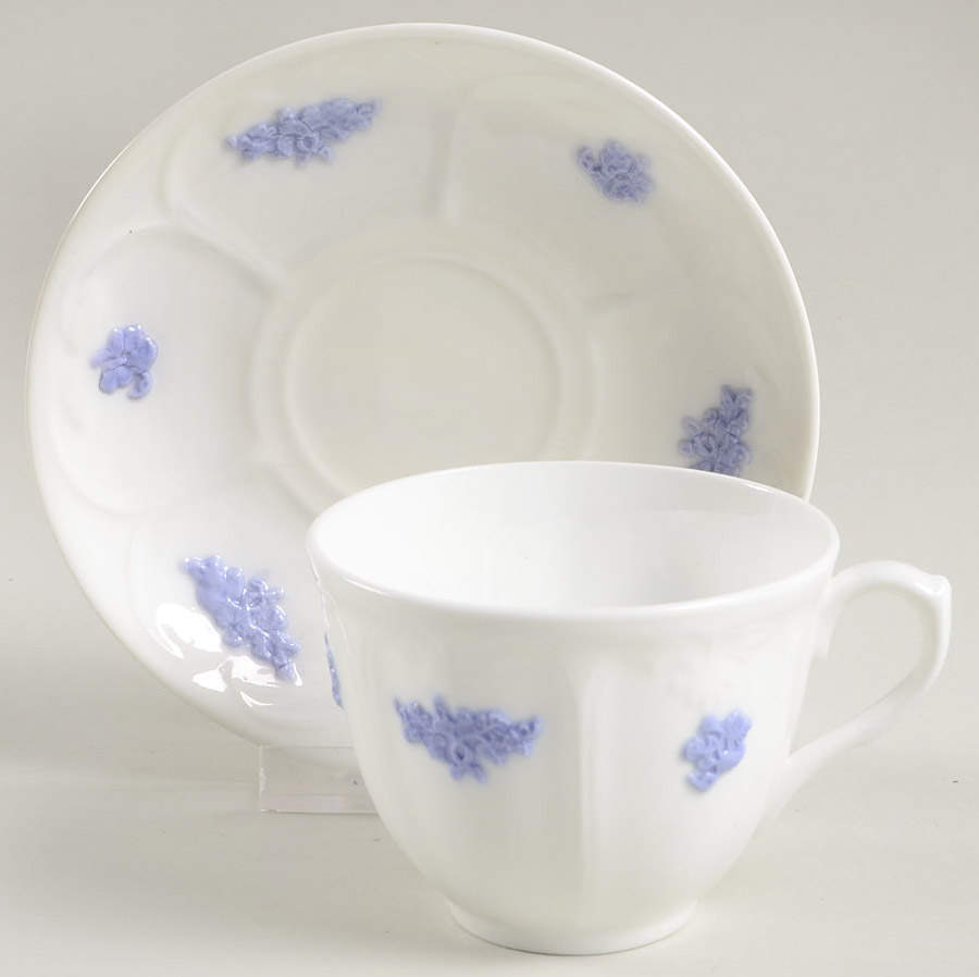Chelsea (Smooth, Embossed) Flat Cup & Saucer Set by Adderley-1