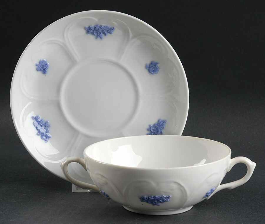 Chelsea (Smooth, Embossed) Flat Cream Soup Bowl & Saucer Set by Adderley-1