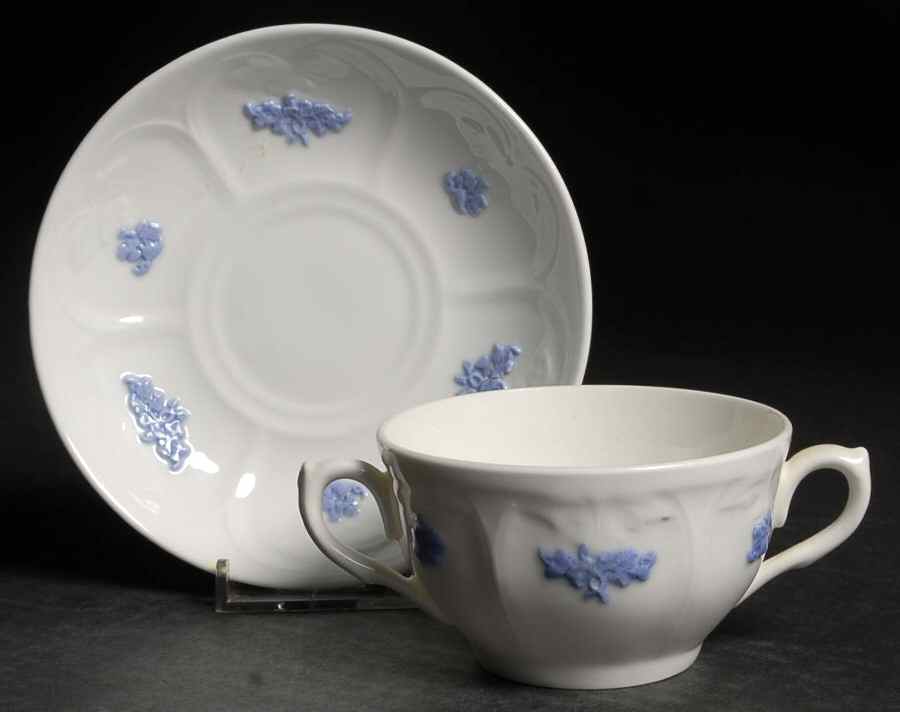 Chelsea (Smooth, Embossed) Flat Bouillon Cup & Saucer by Adderley-1