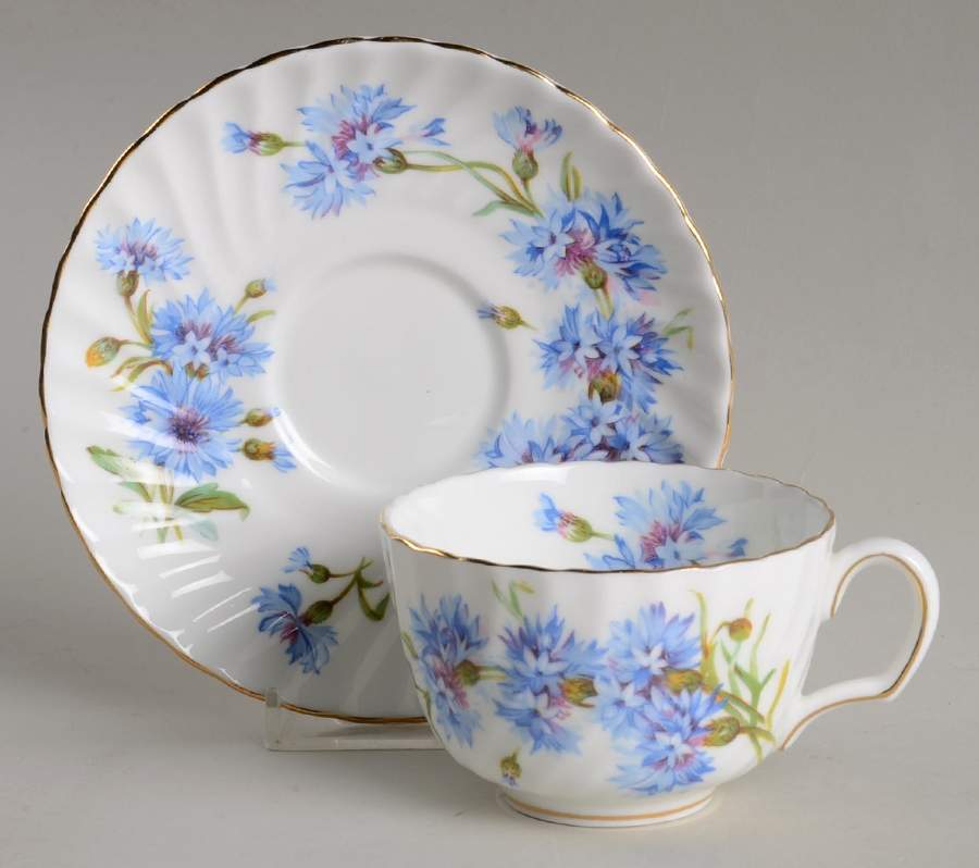 Cornflower Flat Cup & Saucer Set by Adderley-1