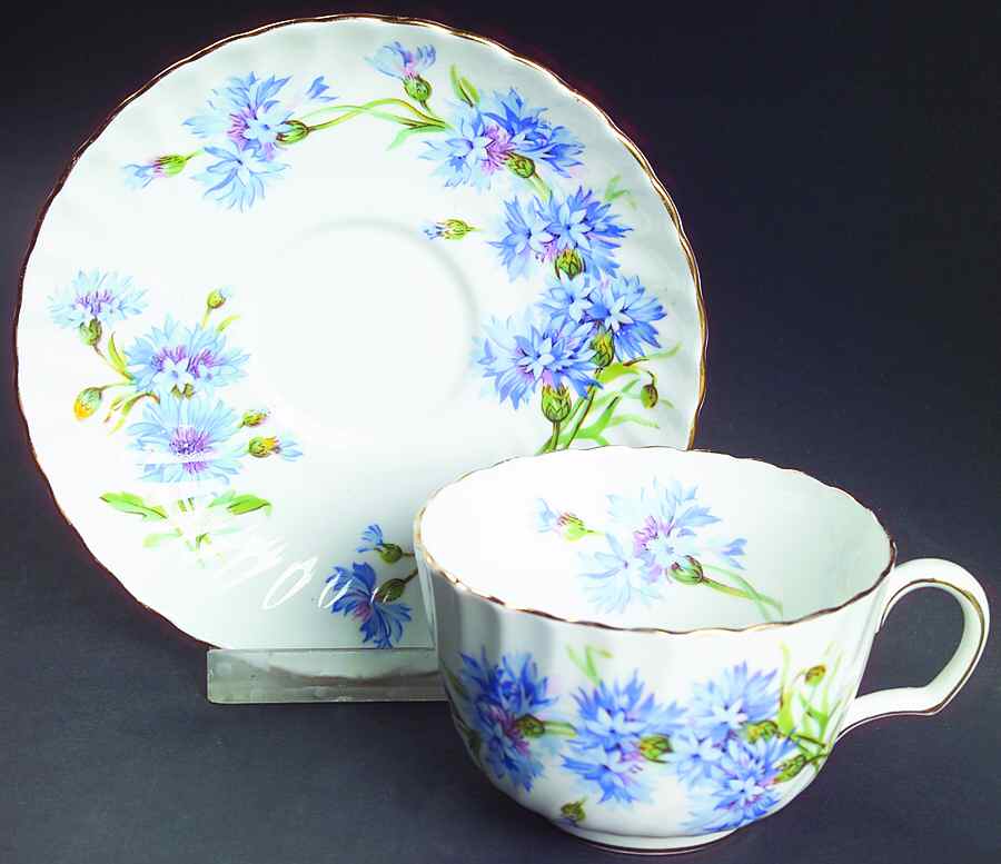 Cornflower Flat Cup & Saucer Set by Adderley-1