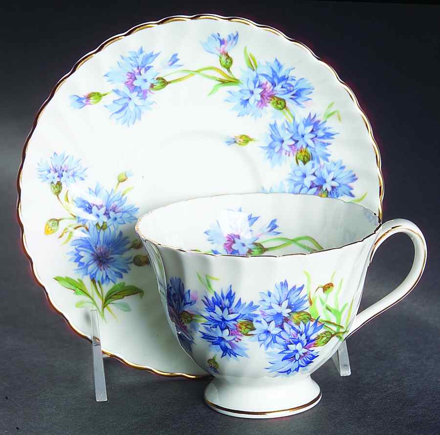 Cornflower Footed Cup & Saucer Set by Adderley-1