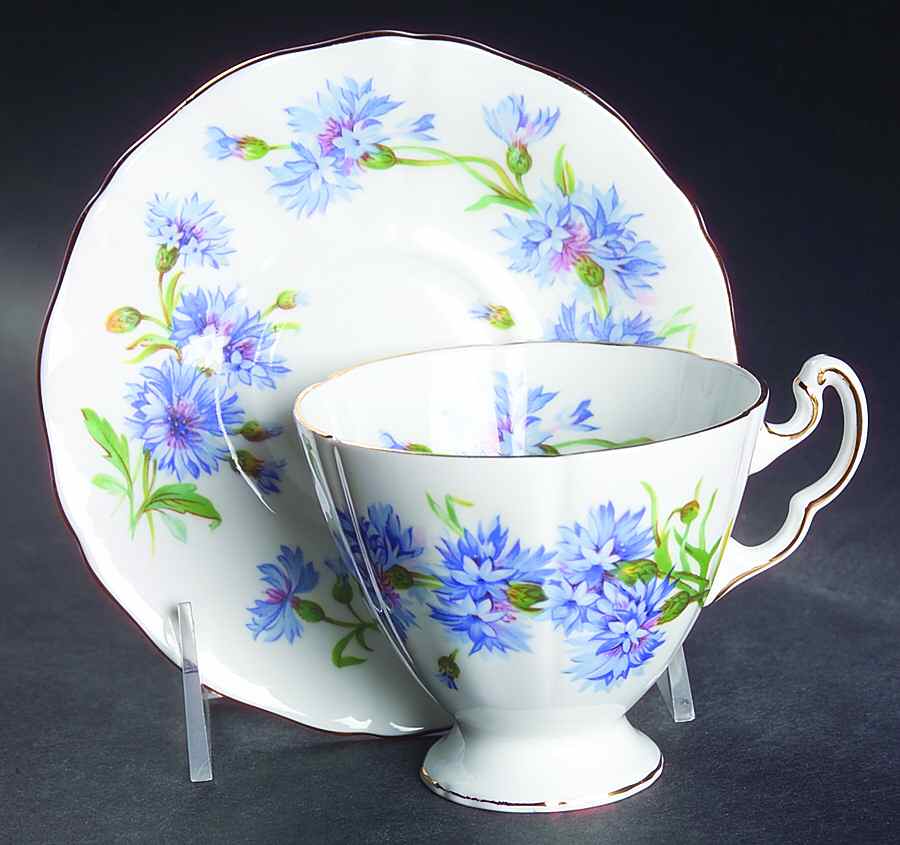 Cornflower Footed Cup & Saucer Set by Adderley-1