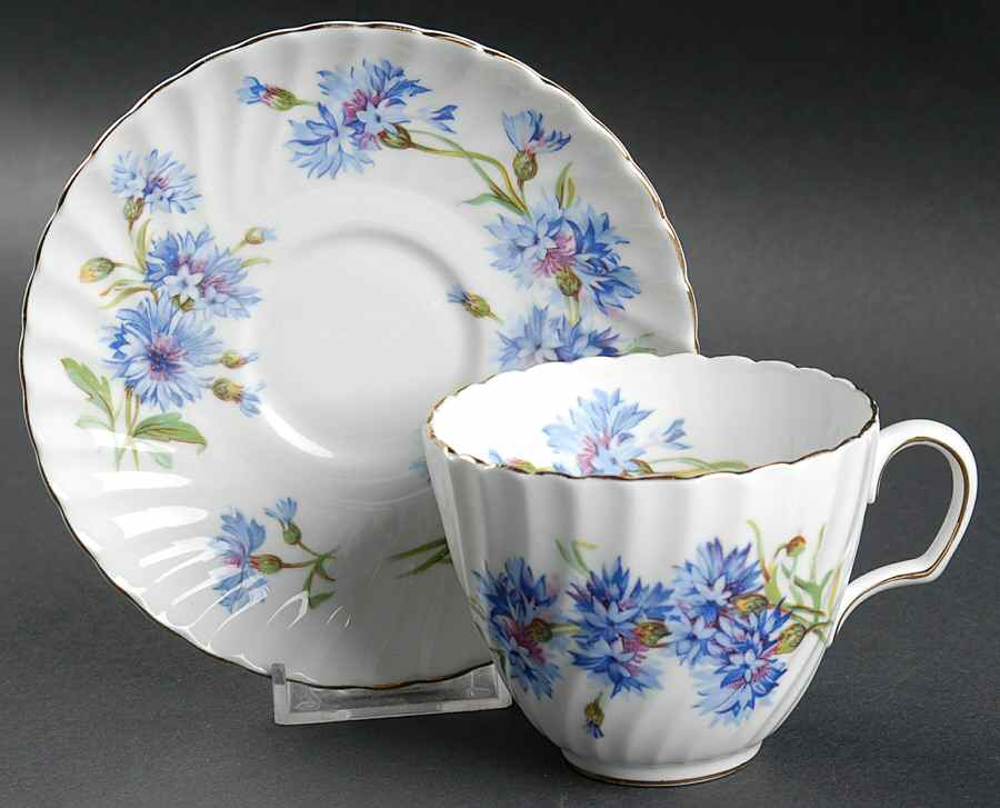 Cornflower Flat Cup & Saucer Set by Adderley-1