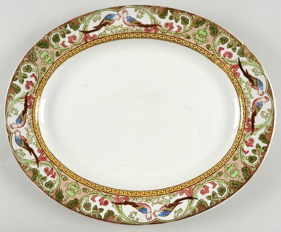Delhi Blue Green 13" Oval Serving Platter by Adderley-1