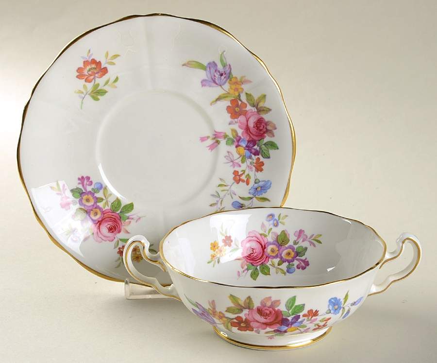 Devon Footed Cream Soup Bowl & Saucer Set by Adderley-1
