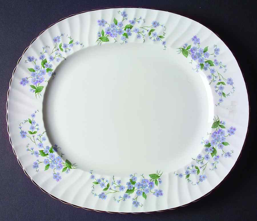 Forget Me Not-Sweet Forget Me Not 13" Oval Serving Platter by Adderley-1