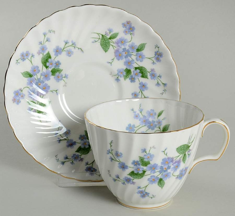 Forget Me Not-Sweet Forget Me Not Flat Cup & Saucer Set by Adderley-1