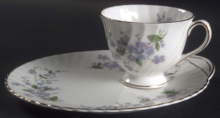 Forget Me Not-Sweet Forget Me Not Snack Plate & Regular Footed Cup by Adderley-1