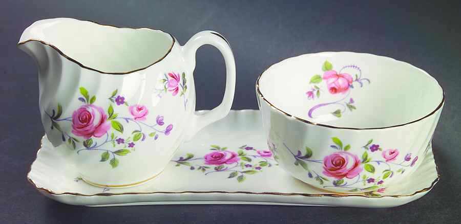 Fragrance Mini Creamer & Open Sugar with Tray by Adderley-1