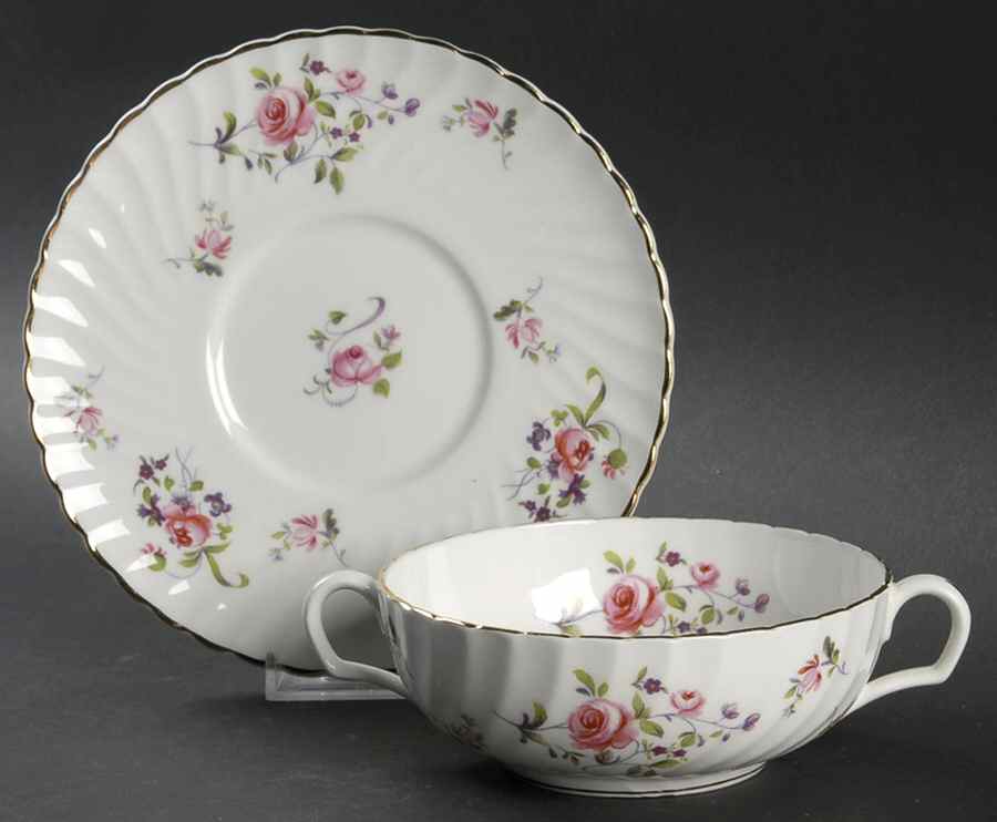 Fragrance Flat Cream Soup Bowl & Saucer Set by Adderley-1