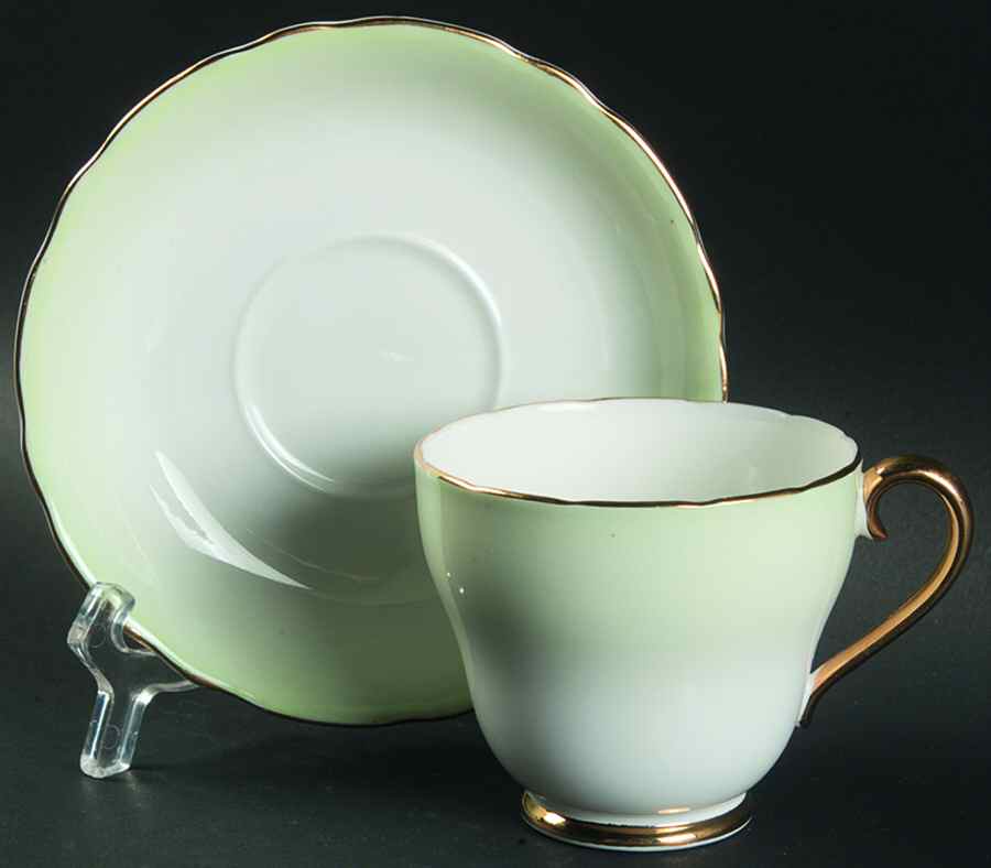 H818 Green Footed Cup & Saucer Set by Adderley-1
