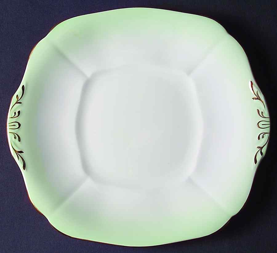 H818 Green Square Handled Cake Plate by Adderley-1