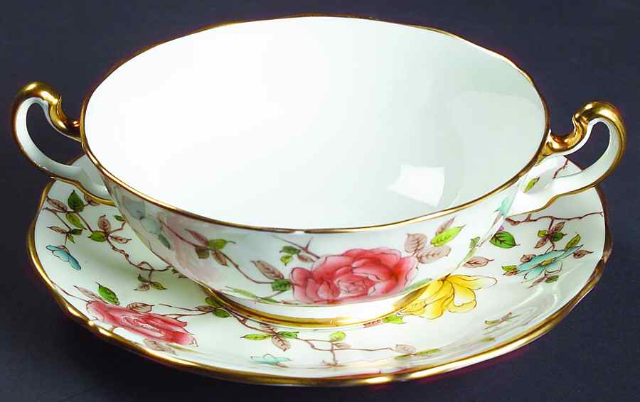 Johanna Footed Cream Soup Bowl & Saucer Set by Adderley-1