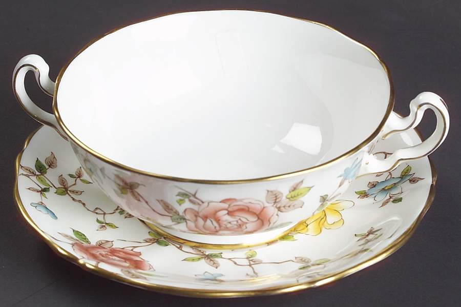 Johanna Flat Cream Soup Bowl & Saucer Set by Adderley-1