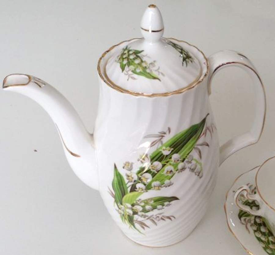Lily of The Valley Coffee Pot & Lid by Adderley-1