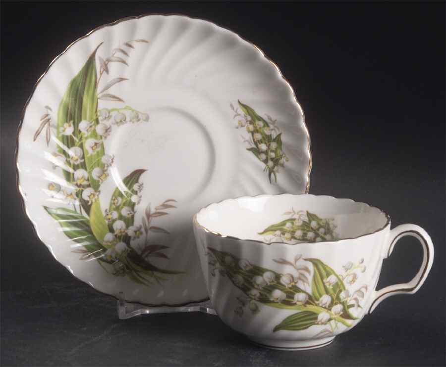 Lily of The Valley Flat Cup & Saucer Set by Adderley-1
