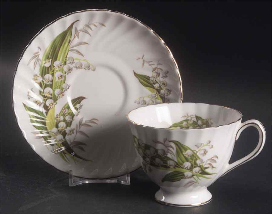Lily of The Valley Footed Cup & Saucer Set by Adderley-1