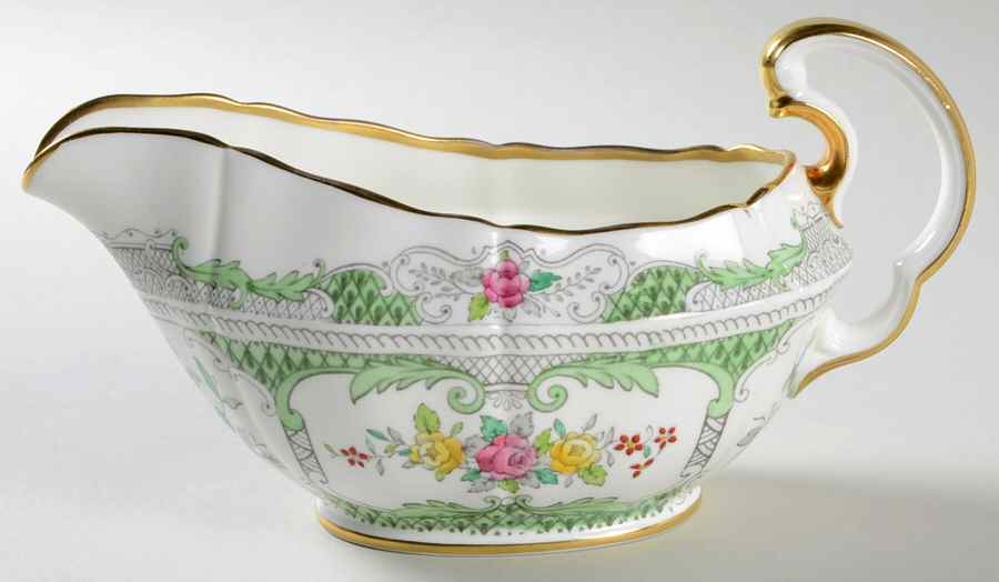 Lowestoft Light Green Gravy Boat by Adderley-1
