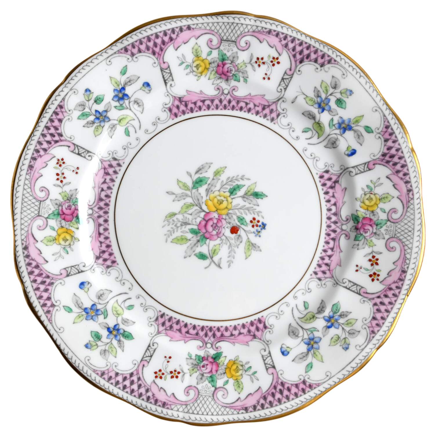 Lowestoft Pink Salad Plate by Adderley-1