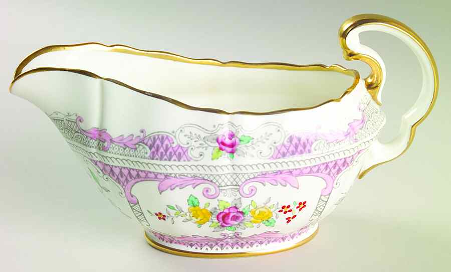 Lowestoft Pink Gravy Boat by Adderley-1