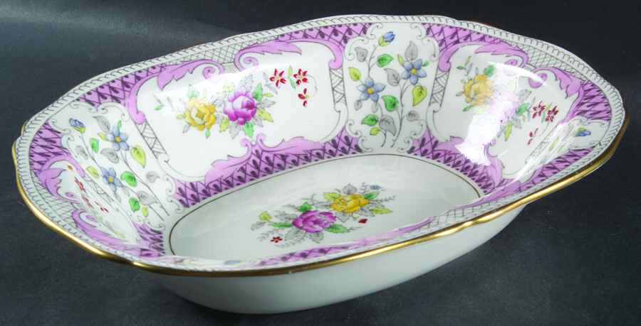 Lowestoft Pink 9" Oval Vegetable Bowl by Adderley-1