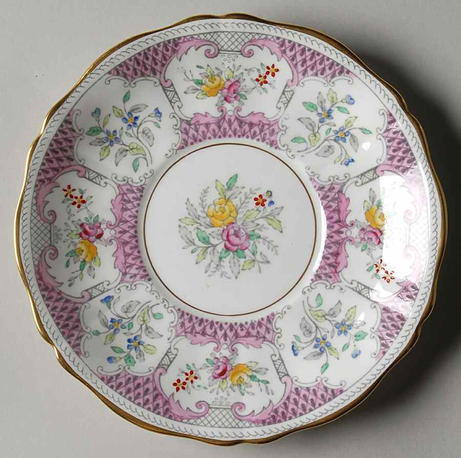 Lowestoft Pink Saucer for Cream Soup Bowl by Adderley-1